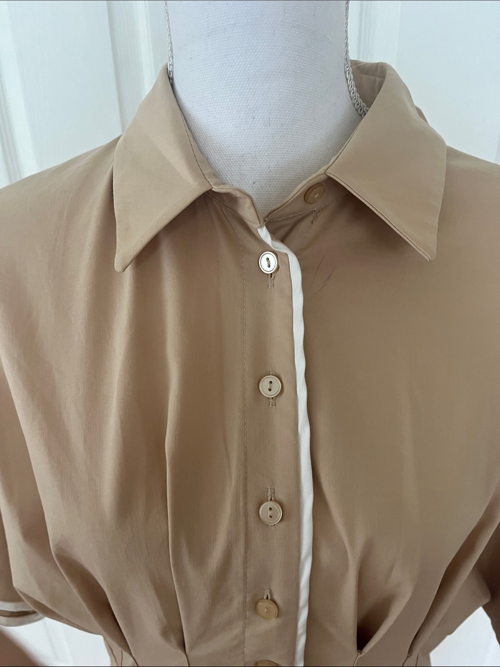 New Anthropologie Exquise dress Tobie Midi Button Down Pleated Waist pockets - Picture 2 of 10